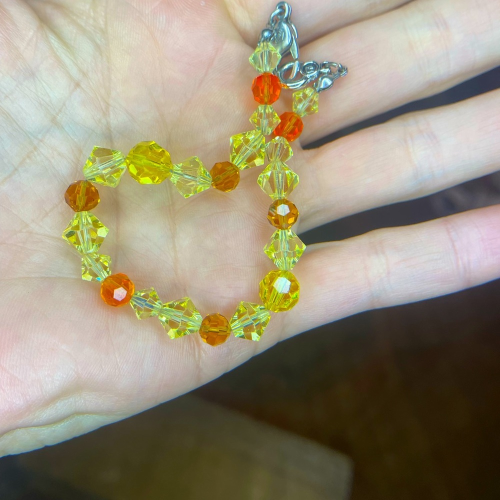 Swarovski Yellow and Orange Crystal Bracelet - Summer - Beachy - Cute